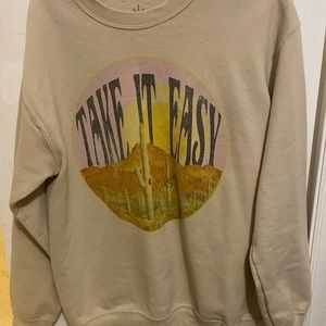 Light brown “take it easy” crewneck. Size medium.